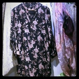 Forever21 Sheer long sleeve floral top (s)